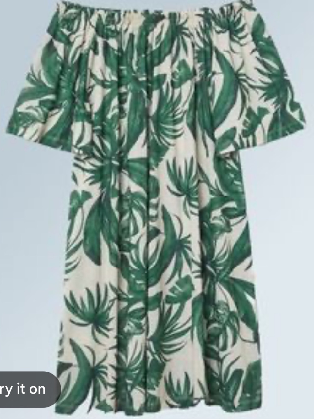 H&M  Green & White Tropical Palm Print Dress size Small